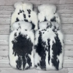 Set of 4 Black and White Luxury Fur Hot Water Bottles - #303