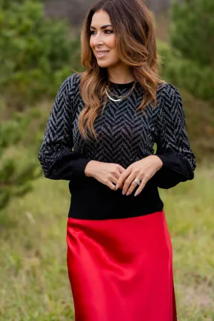 Shining Chevron Balloon Sleeve Sweater