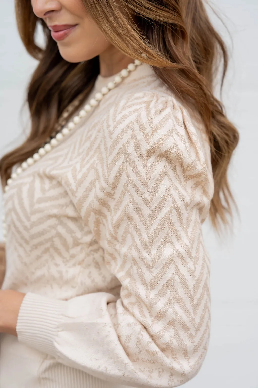 Shining Chevron Balloon Sleeve Sweater