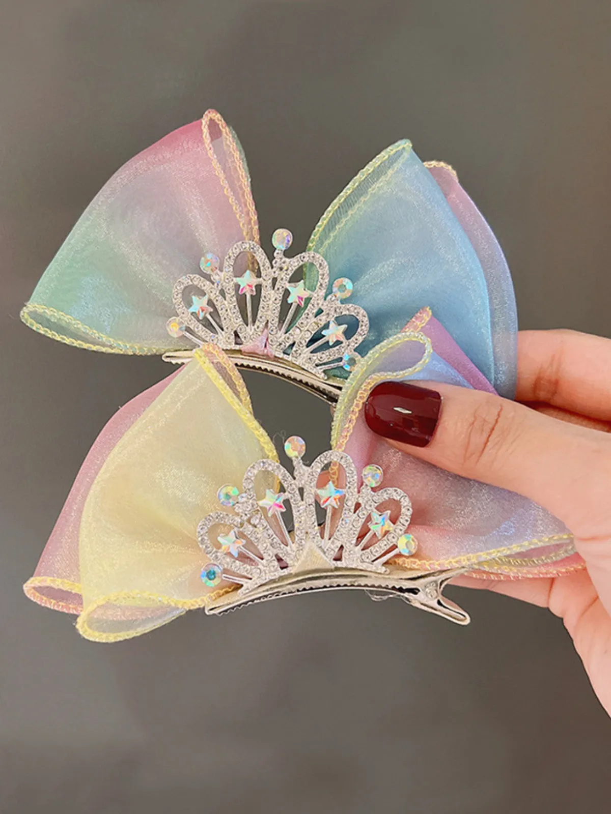 Shining Star Pastel Rainbow Crown Hairclip