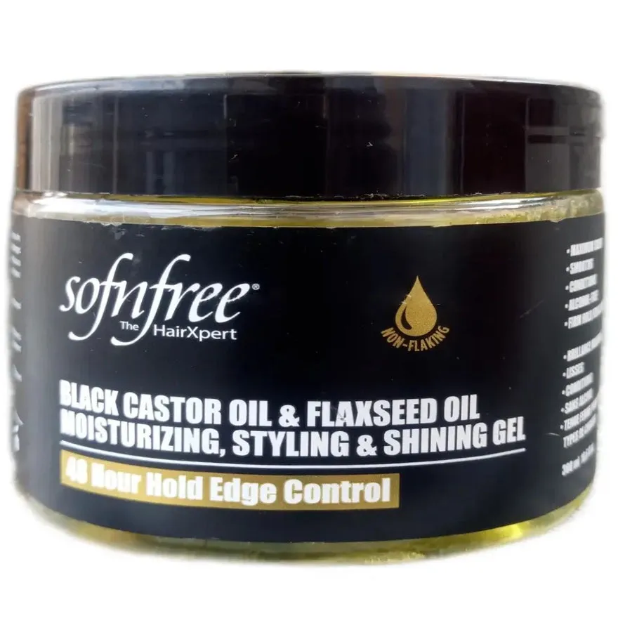 Sofn'free Black Castor Oil, Flaxseed Oil Styling & Shining Gel 300 ml