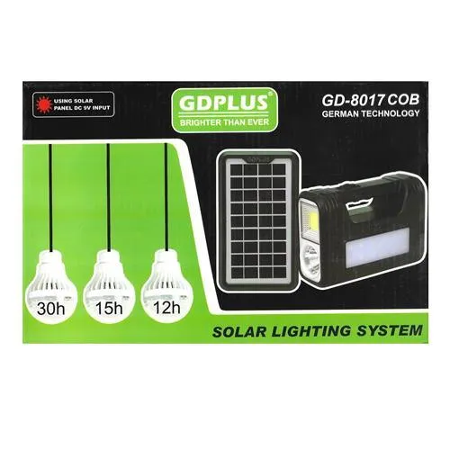 Solar Lighting Kit With 3 Bulbs GD-8017 GDPlus