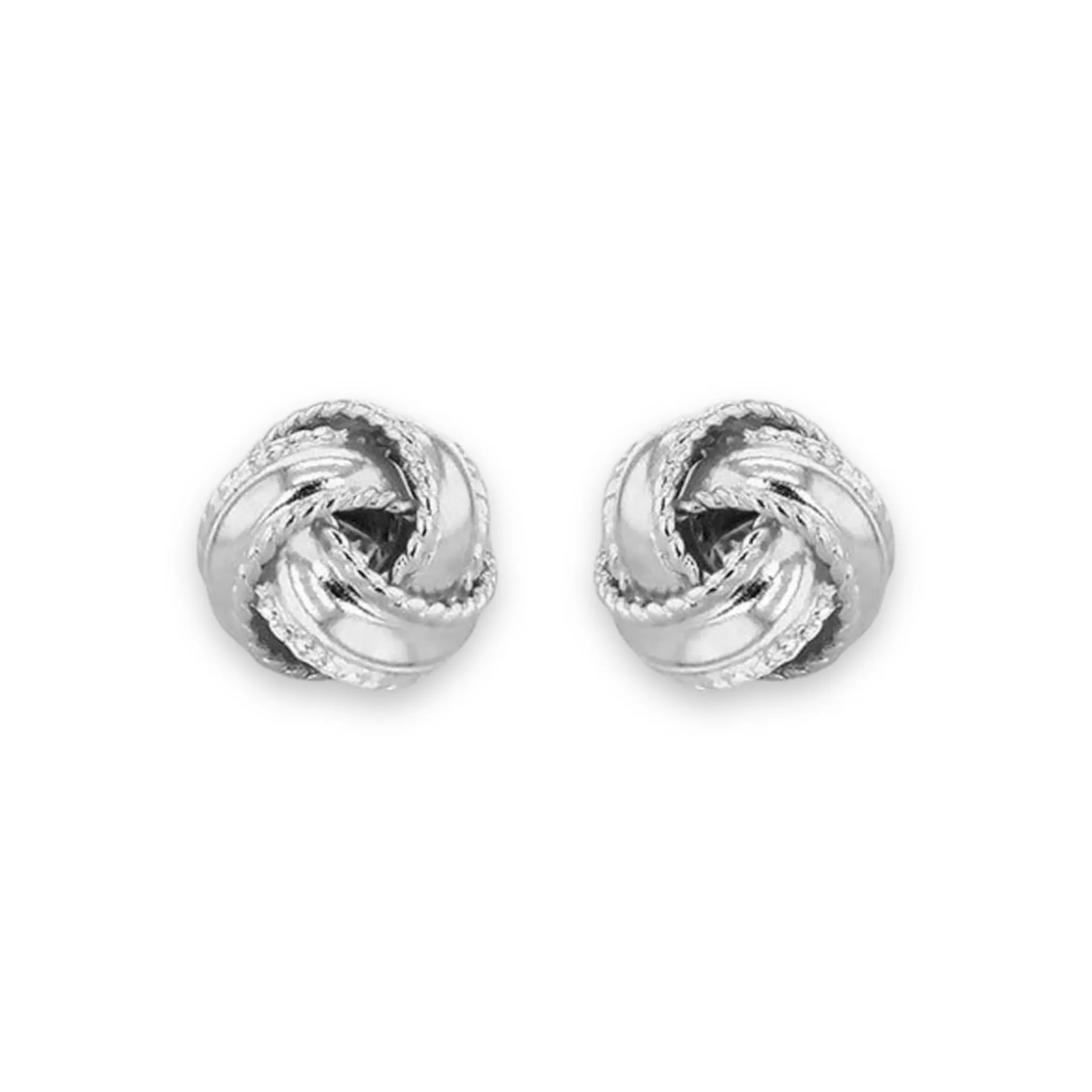 STERLING SILVER Earrings Women's Textured Knot Studs 8mm NEW