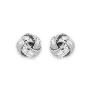 STERLING SILVER Earrings Women's Textured Knot Studs 8mm NEW