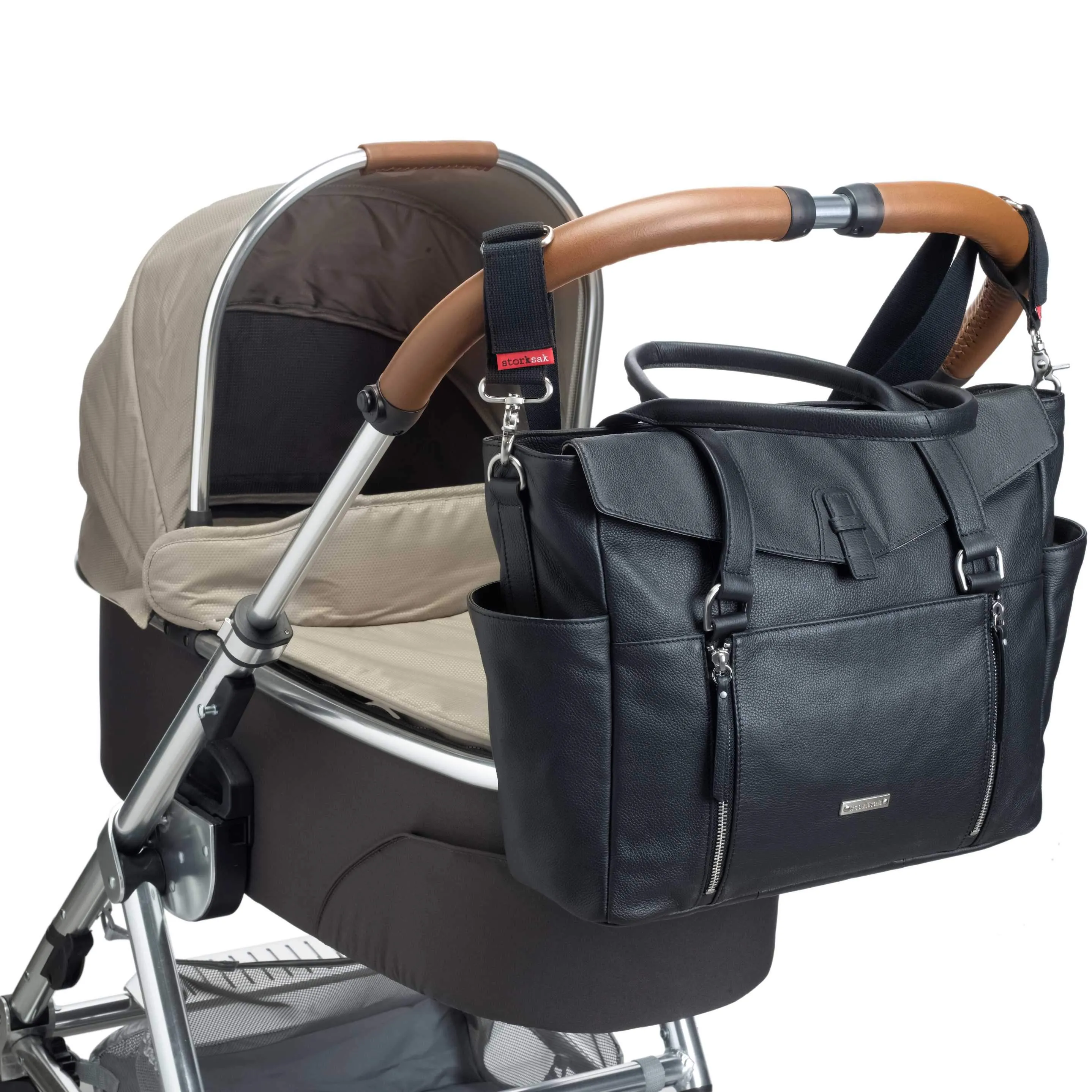 Storksak - Diaper Bag - Emma leather black