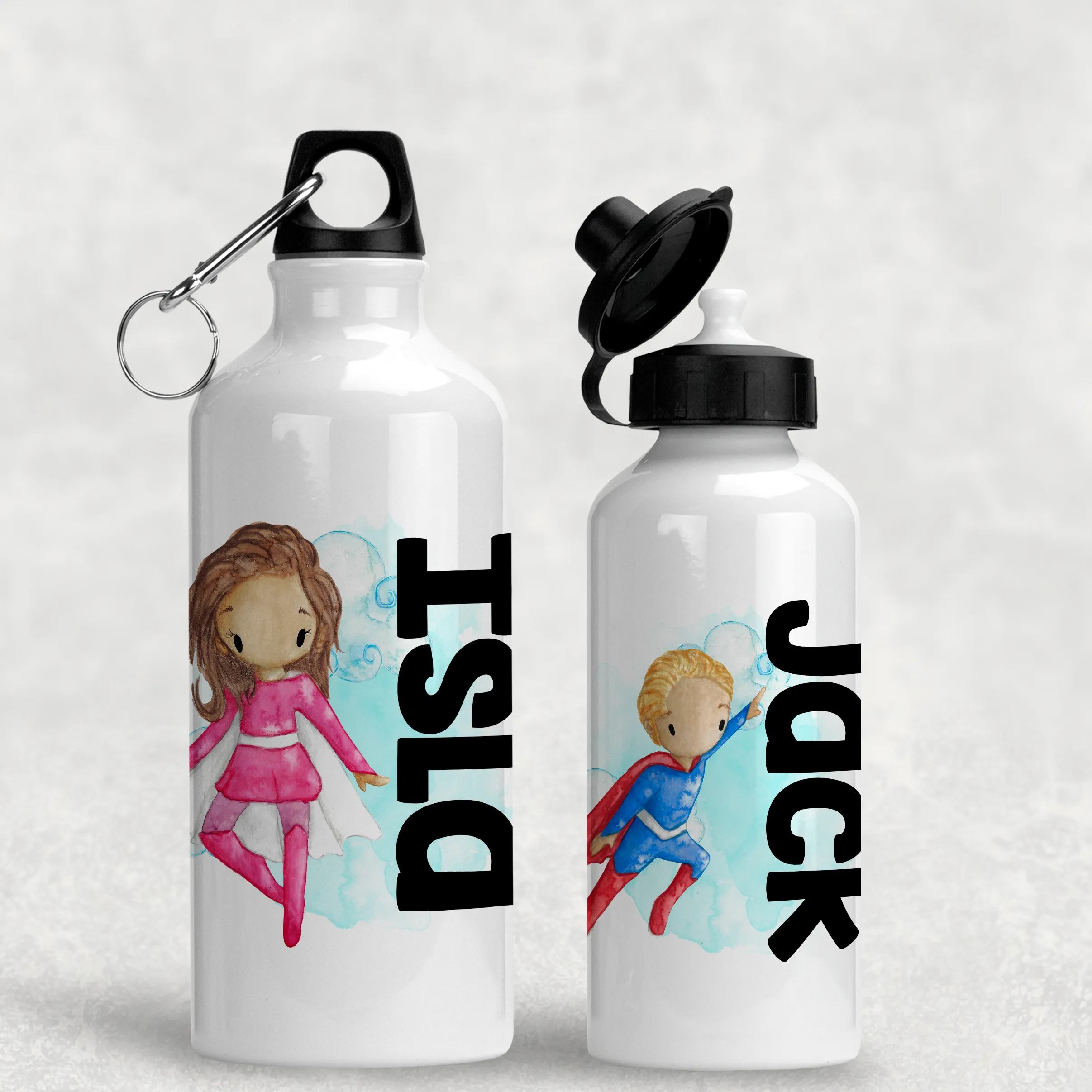 Super Hero Personalised Aluminium Water Bottle 400/600ml