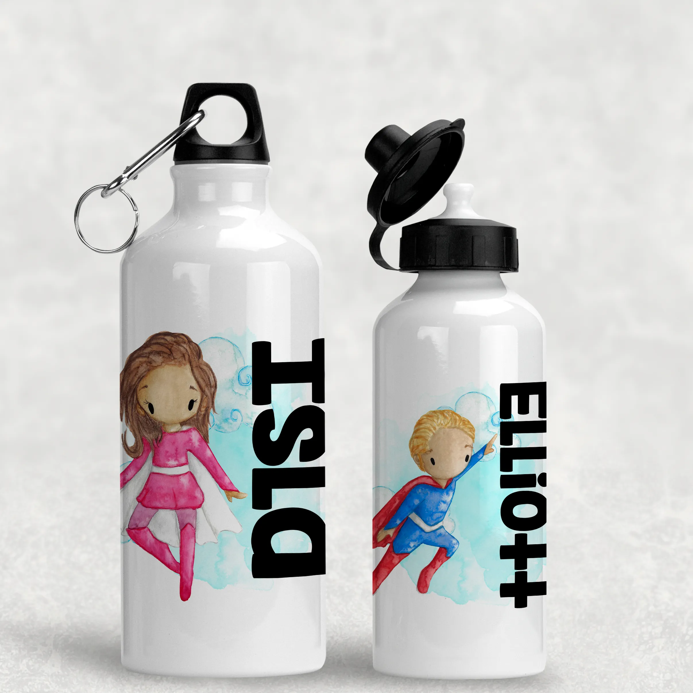 Super Hero Personalised Aluminium Water Bottle 400/600ml