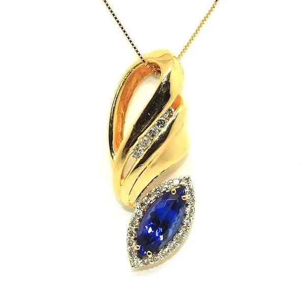 Tanzanite And Diamond Marque Pendant Ad No.0988