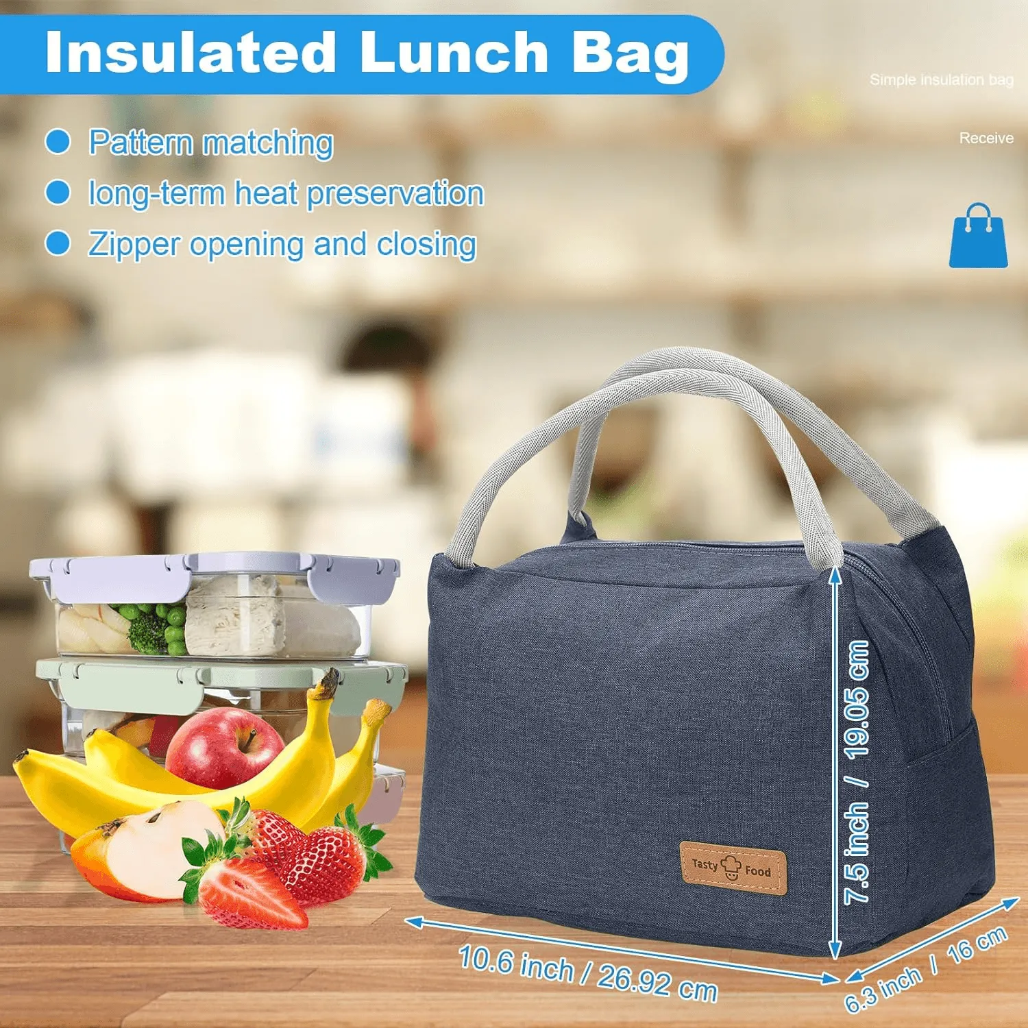 Tasty Food Portable Leakproof Insulated Lunch Bag