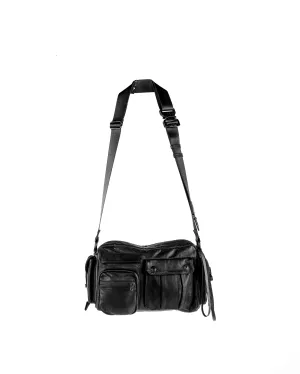 Tech 4 Black Leather Multifunctional Messenger Bag