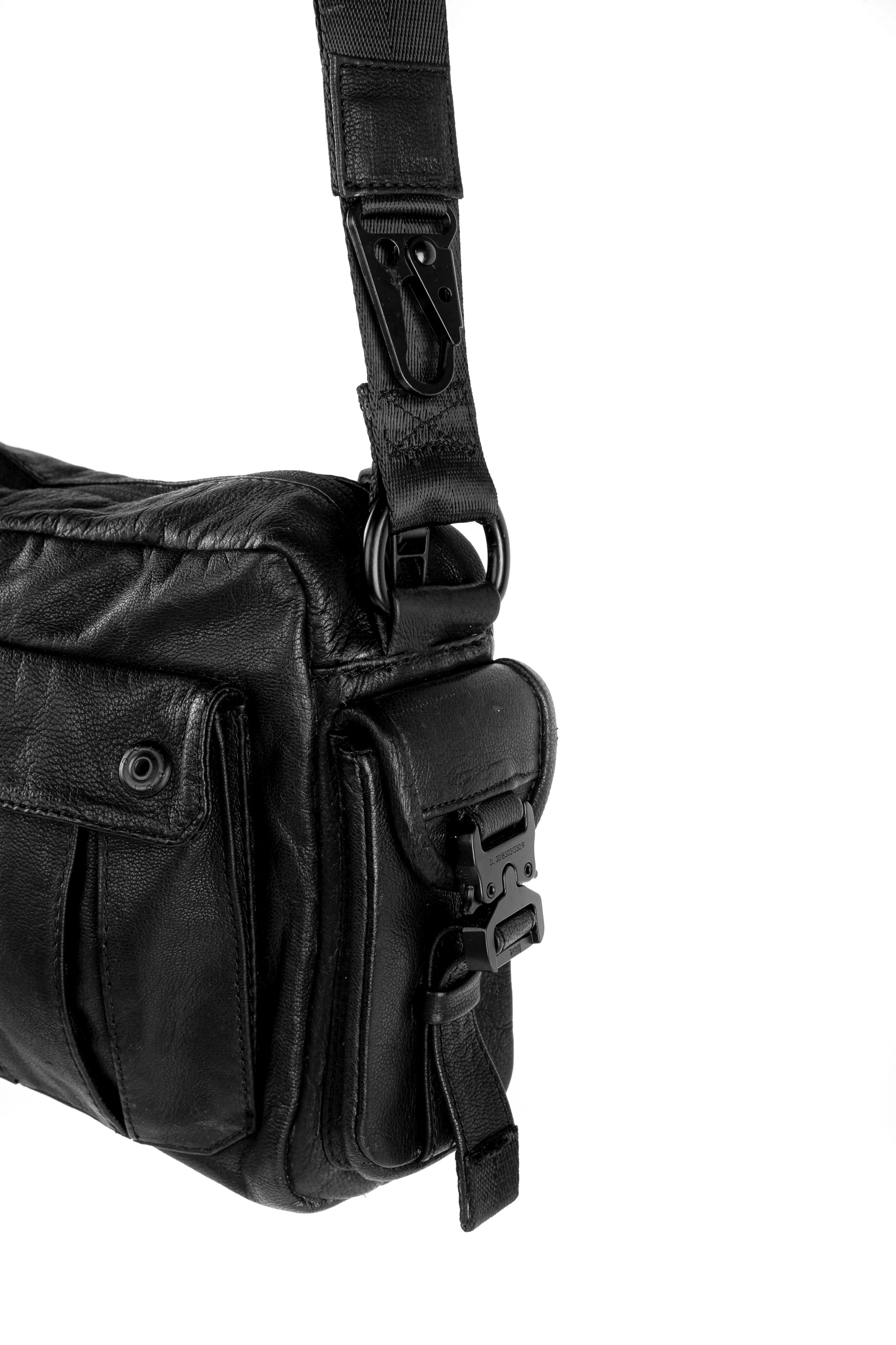 Tech 4 Black Leather Multifunctional Messenger Bag