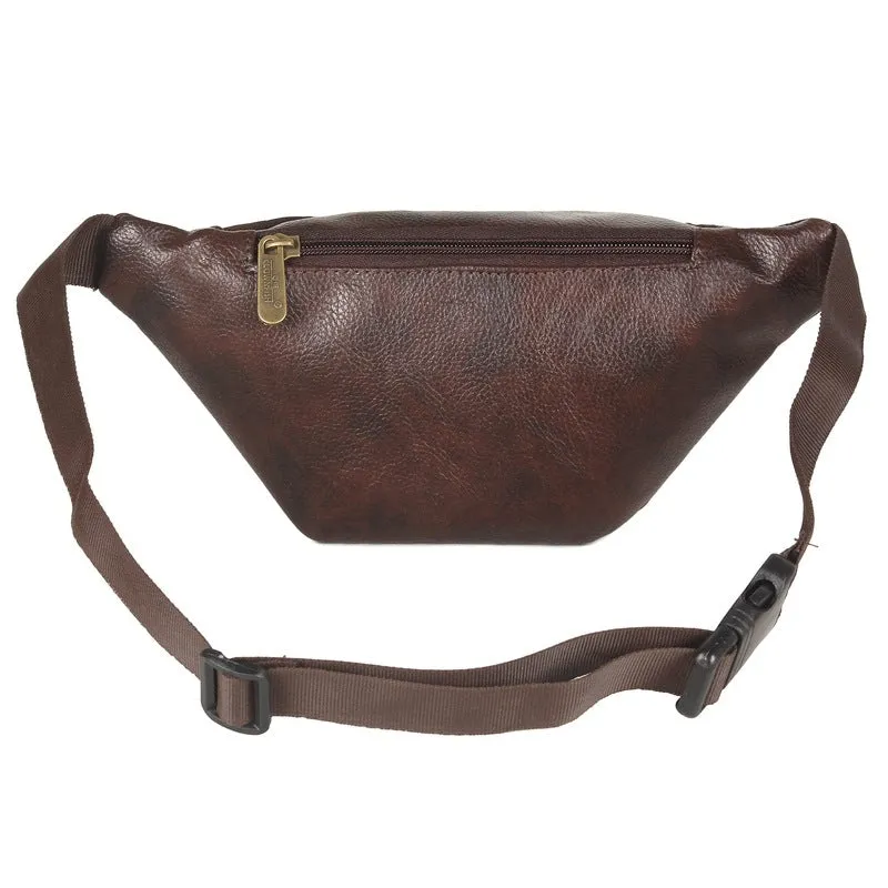 The Clownfish Annex Faux Leather Waist Bag Travel Pouch with Adjustable Strap (Copper Brown)