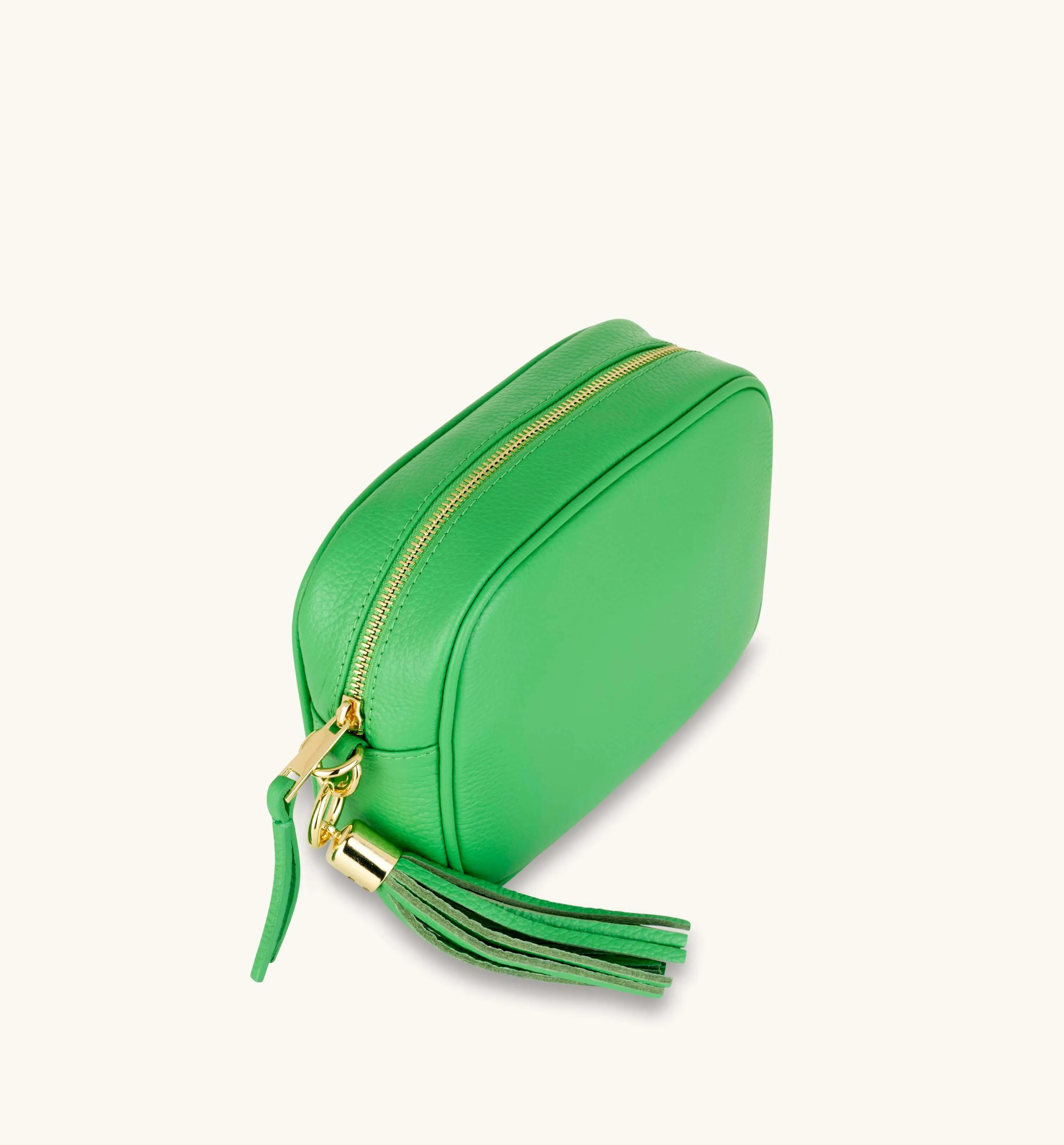 The Tassel Bottega Green Leather Crossbody Bag With Bottega Green Arrow Strap