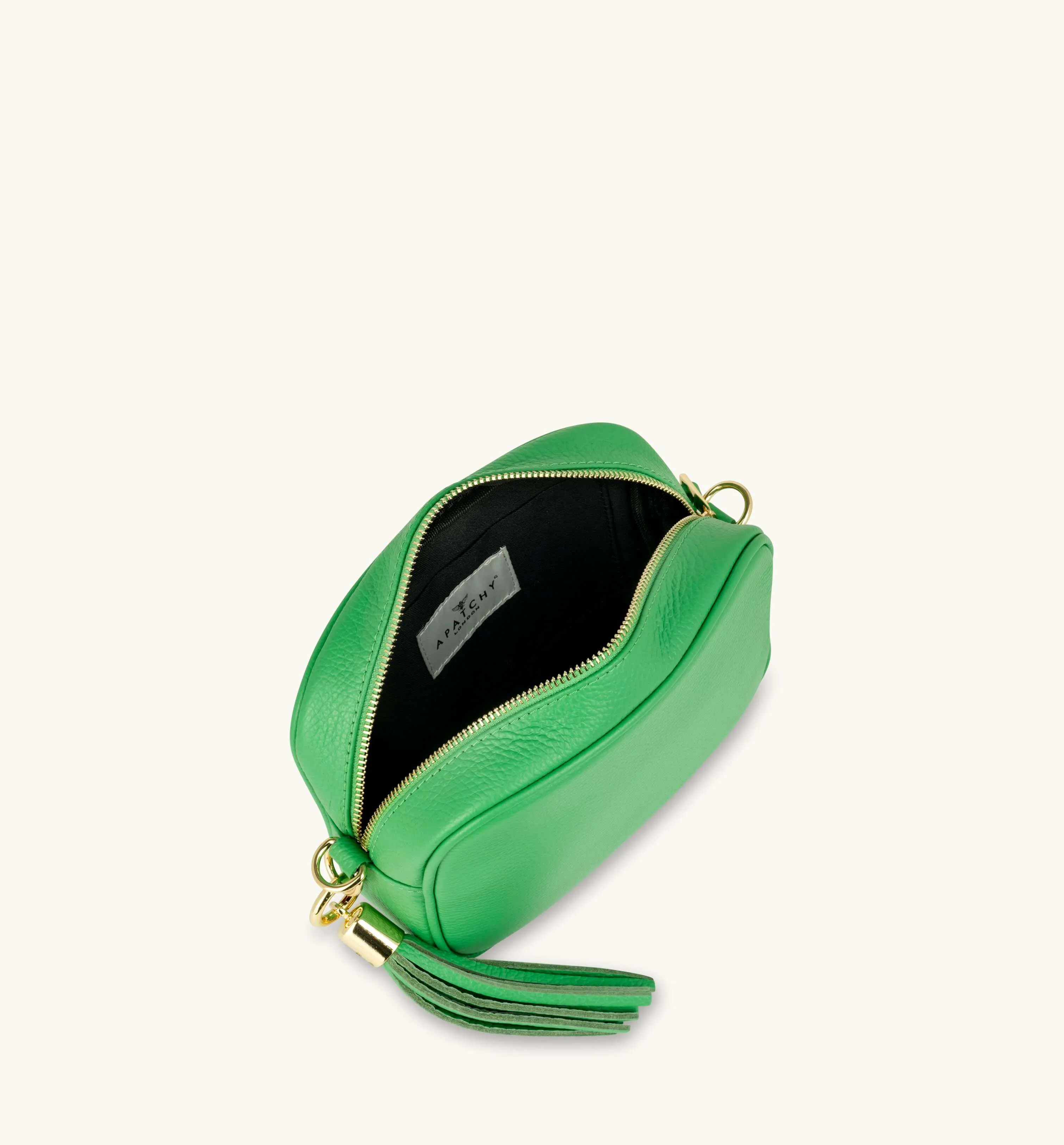 The Tassel Bottega Green Leather Crossbody Bag With Bottega Green Arrow Strap