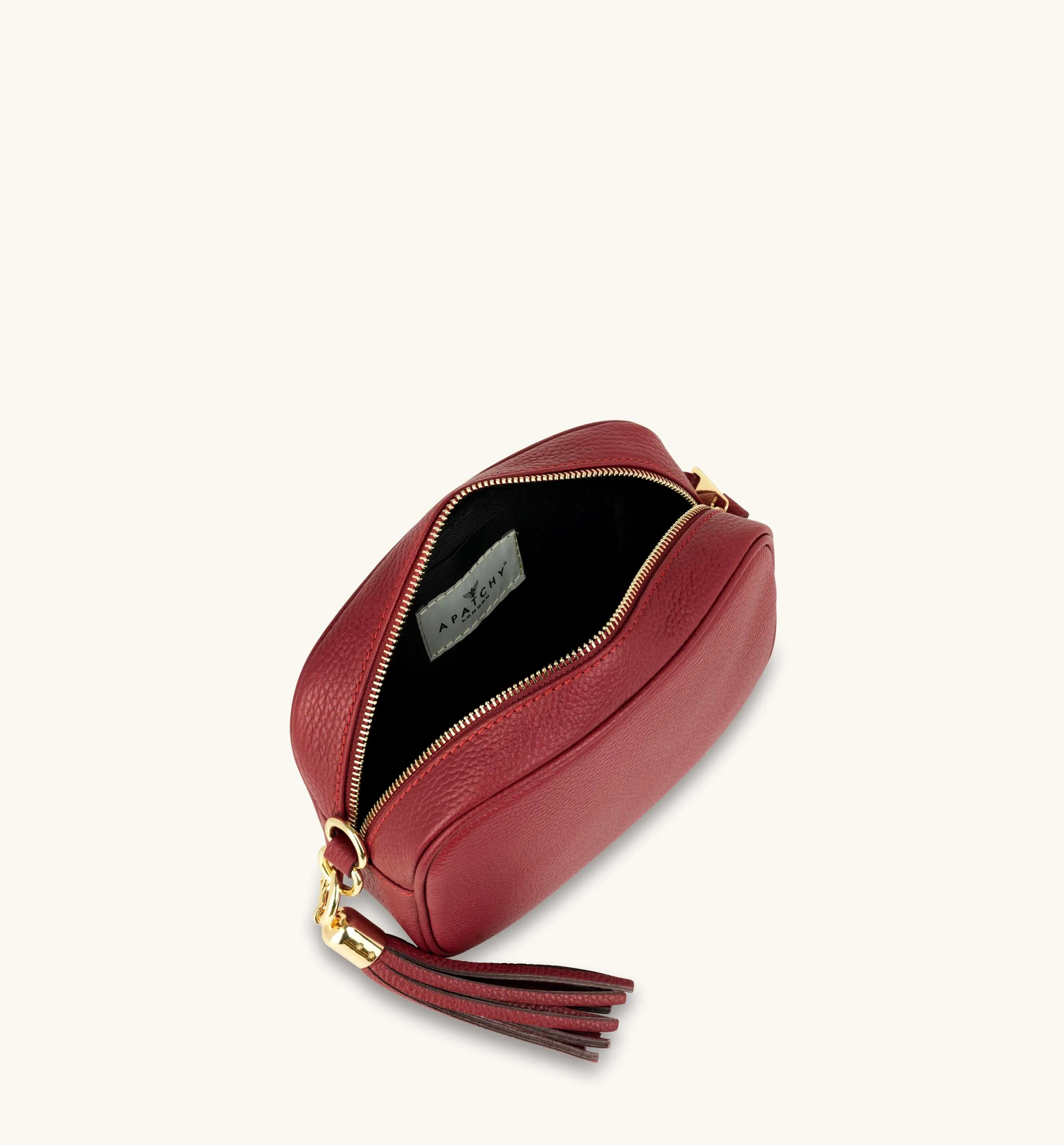 The Tassel Cherry Red Leather Crossbody Bag