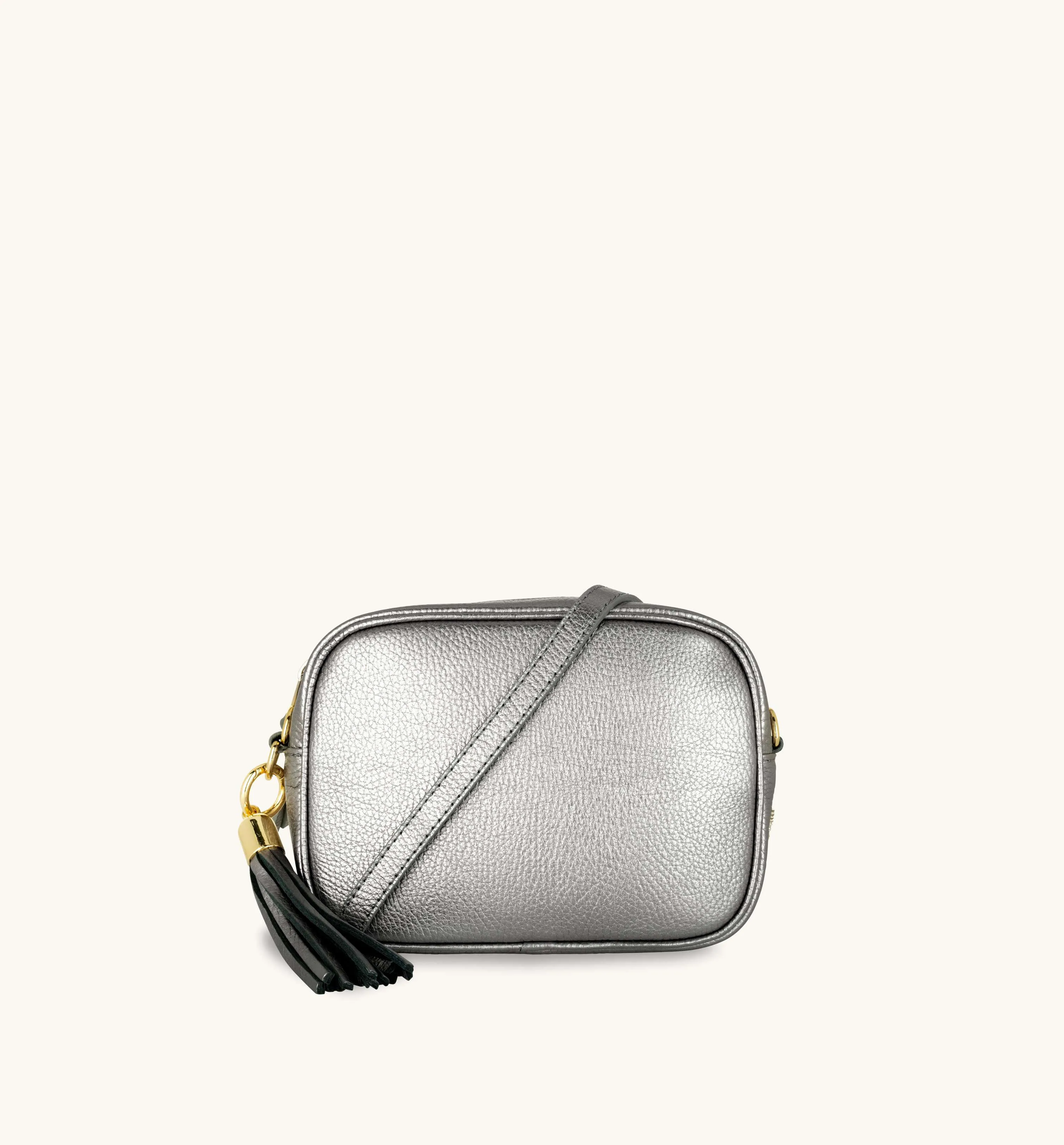 The Tassel Pewter Leather Crossbody Bag