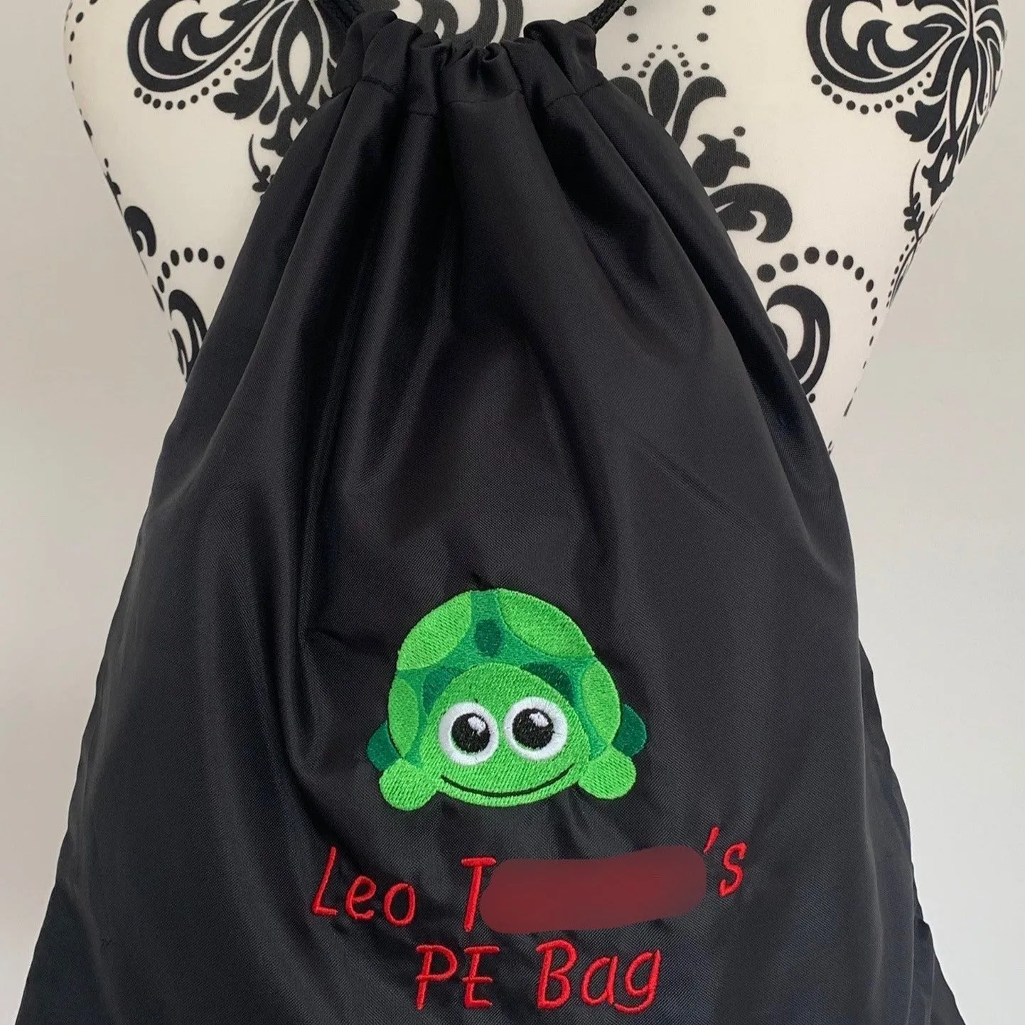 Tortoise A Drawstring Gym Bag - Personalised