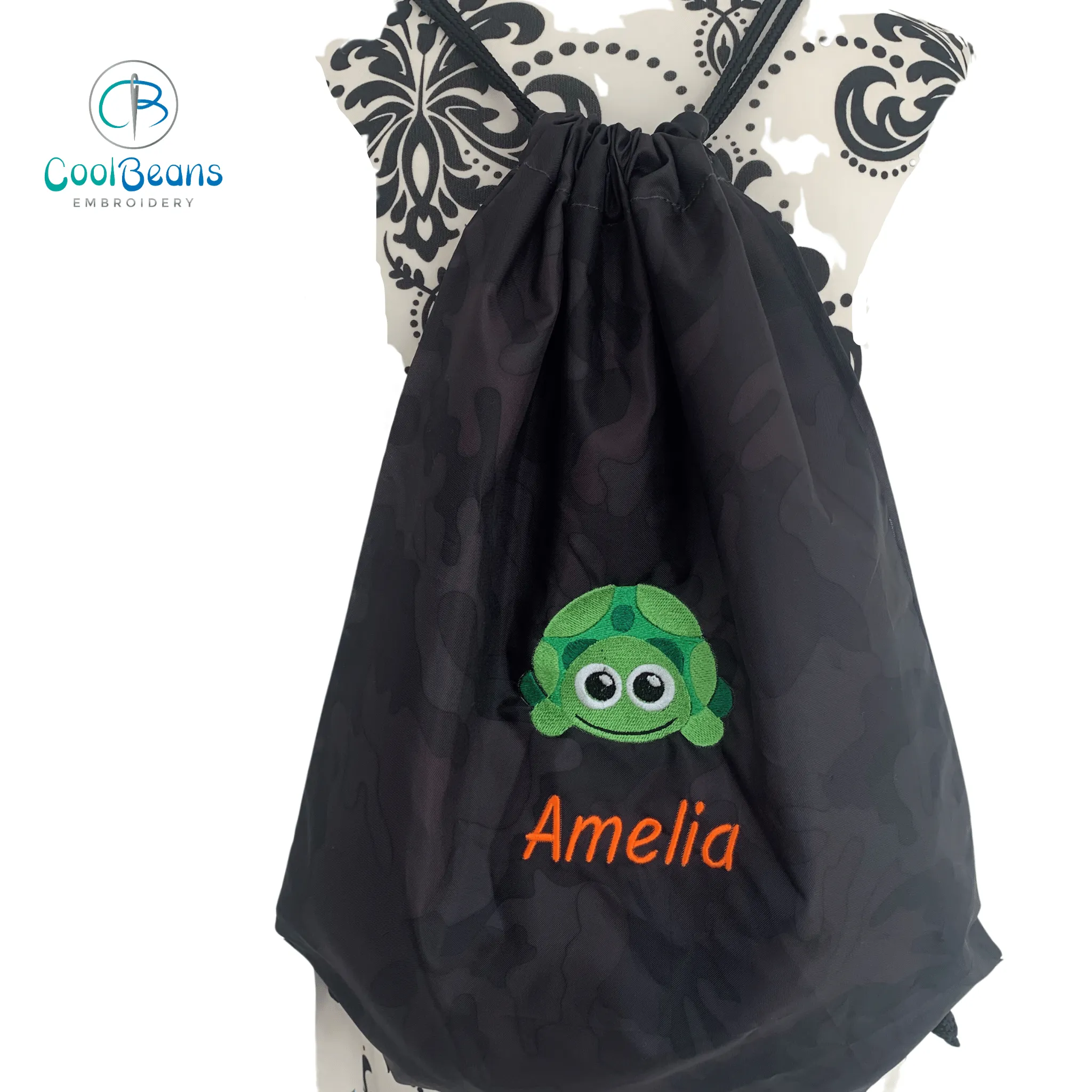 Tortoise A Drawstring Gym Bag - Personalised