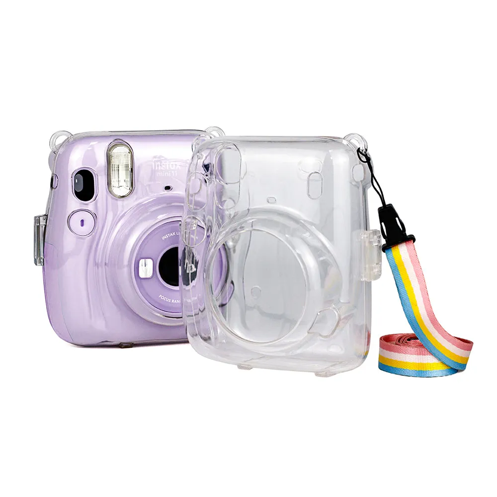 Transparent Hard Camera Case for Fujifilm Instax Mini 11 Instant Camera Cover with Adjustable Strap Crystal Clear