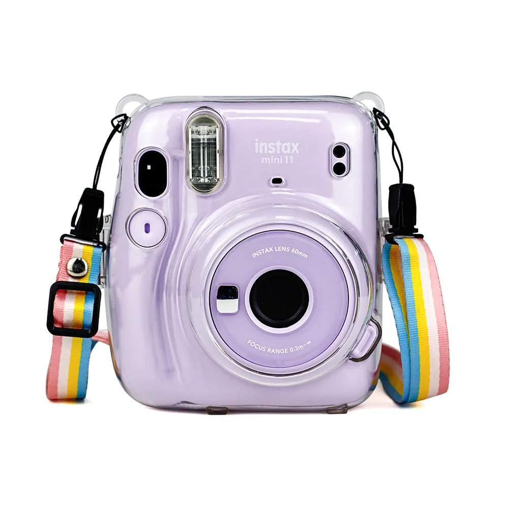 Transparent Hard Camera Case for Fujifilm Instax Mini 11 Instant Camera Cover with Adjustable Strap Crystal Clear