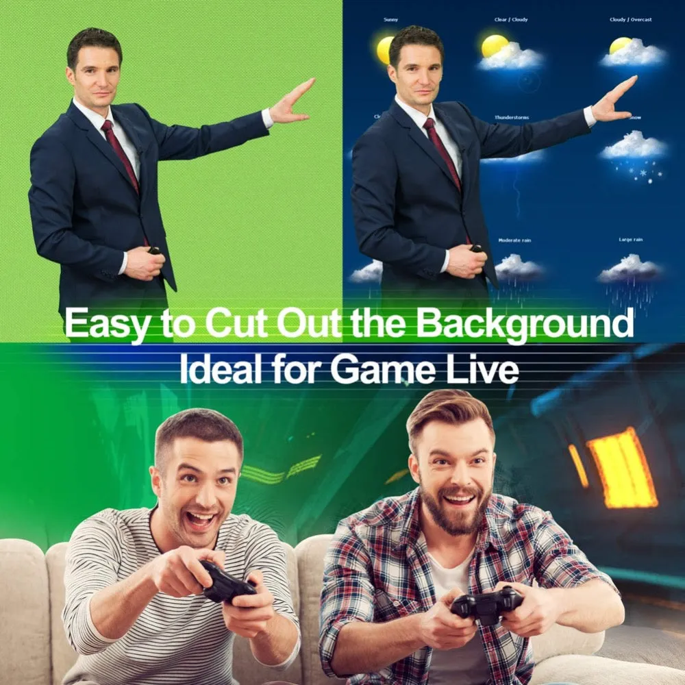 Upmost Office Portable Pull-Up 92"x77" & 60"x72" Green Screen Chroma Key Panel Backdrop