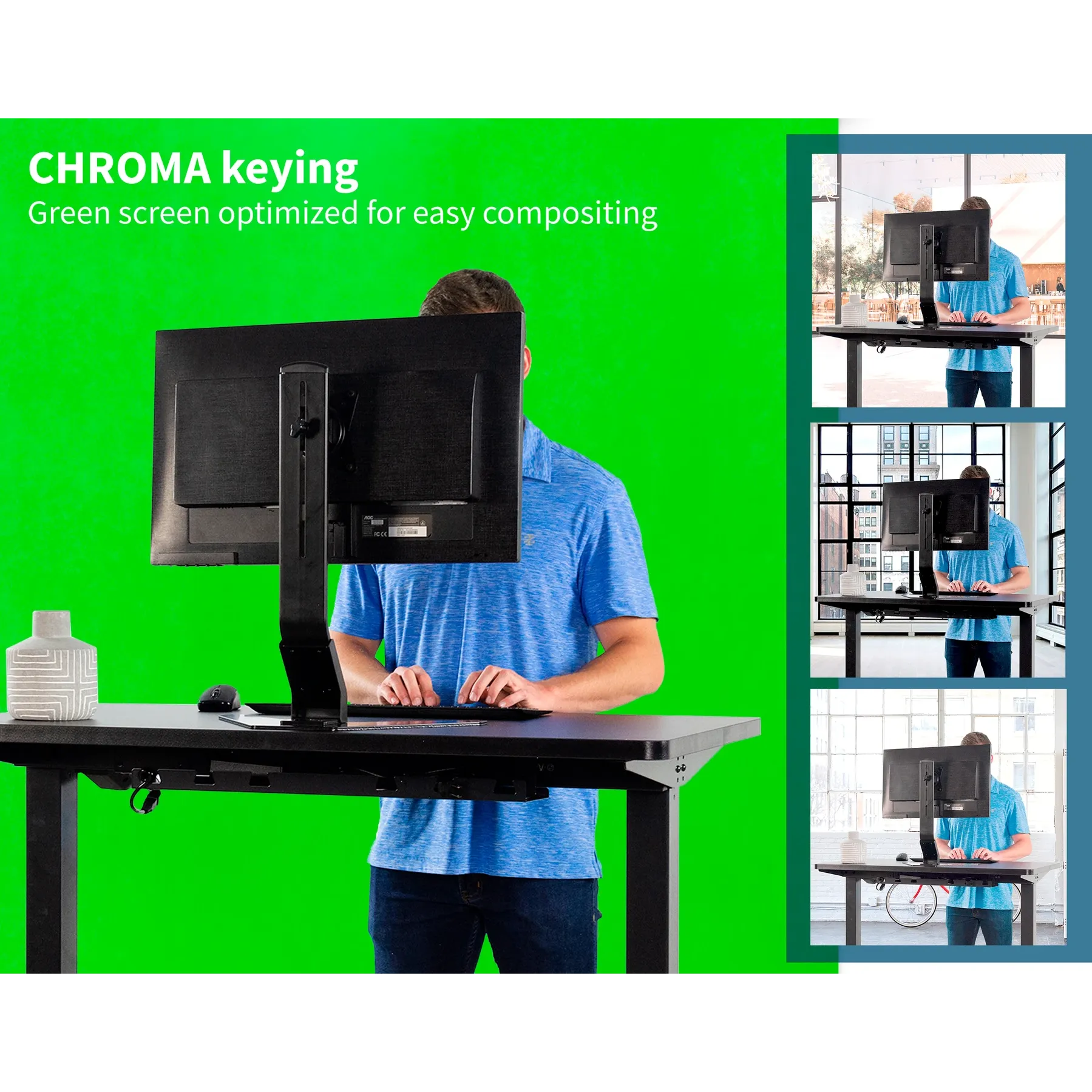 Upmost Office Portable Pull-Up 92"x77" & 60"x72" Green Screen Chroma Key Panel Backdrop