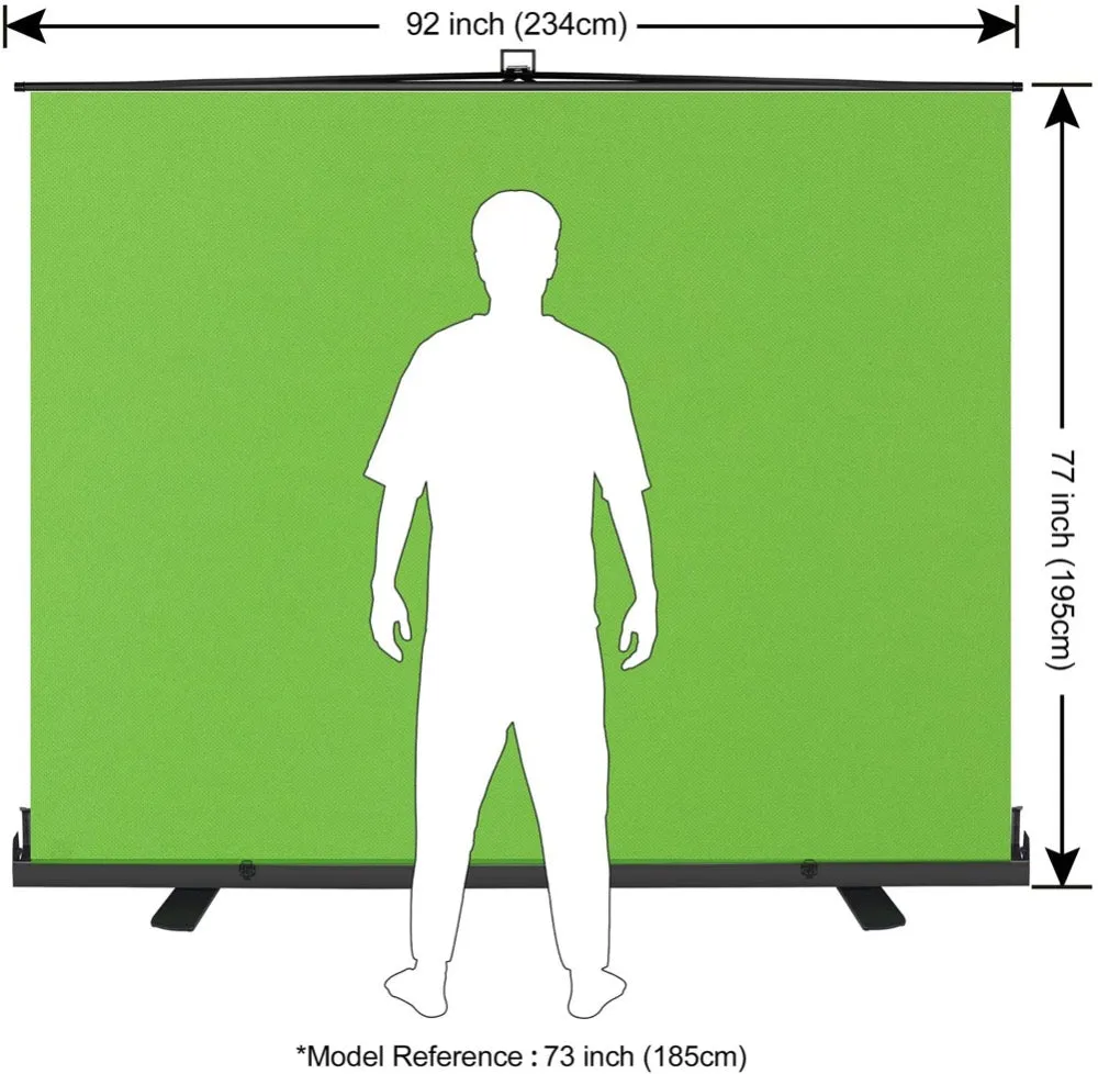 Upmost Office Portable Pull-Up 92"x77" & 60"x72" Green Screen Chroma Key Panel Backdrop