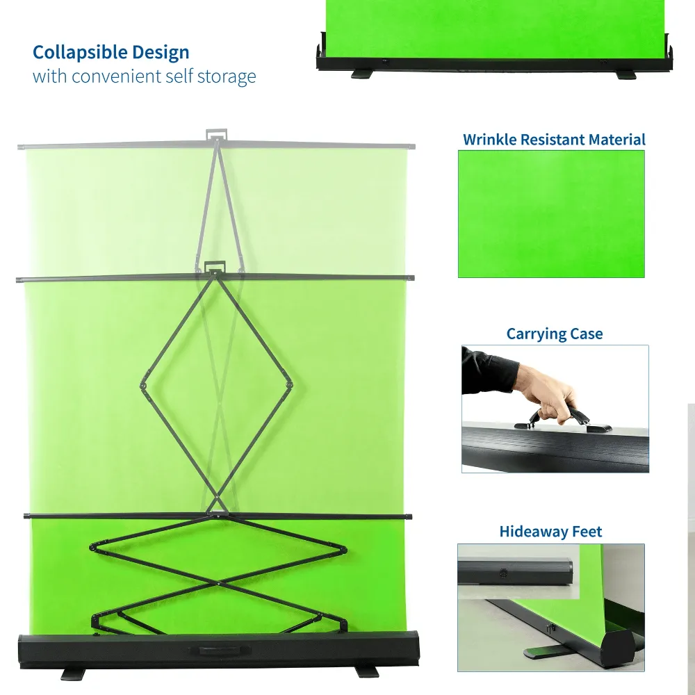 Upmost Office Portable Pull-Up 92"x77" & 60"x72" Green Screen Chroma Key Panel Backdrop