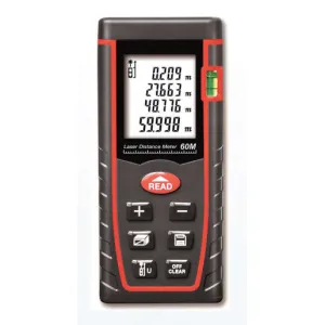 VA-T60, Laser Distance Meter. Range 0.05 - 60M, Accuracy  /-2mm, 635Nm Laser, Class 2, 30 Measurement Storage