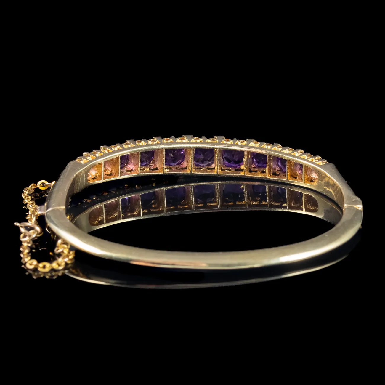 Vintage Amethyst Diamond Bangle 9ct Gold