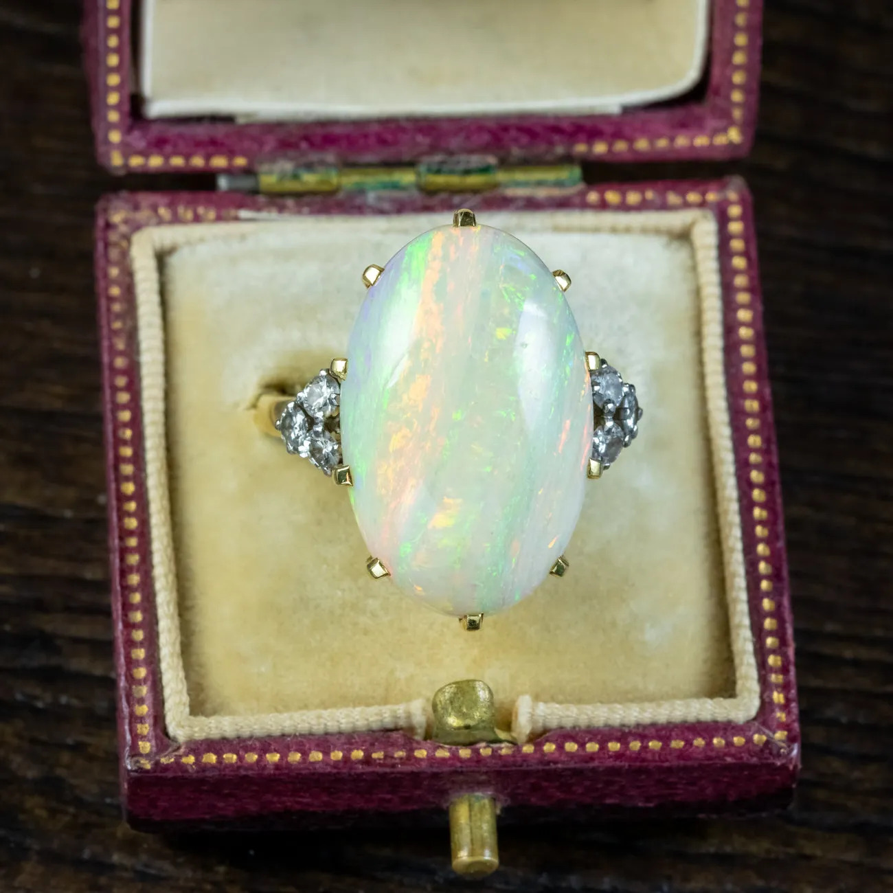 Vintage Opal Diamond Cocktail Ring 25ct Opal Dated 1975