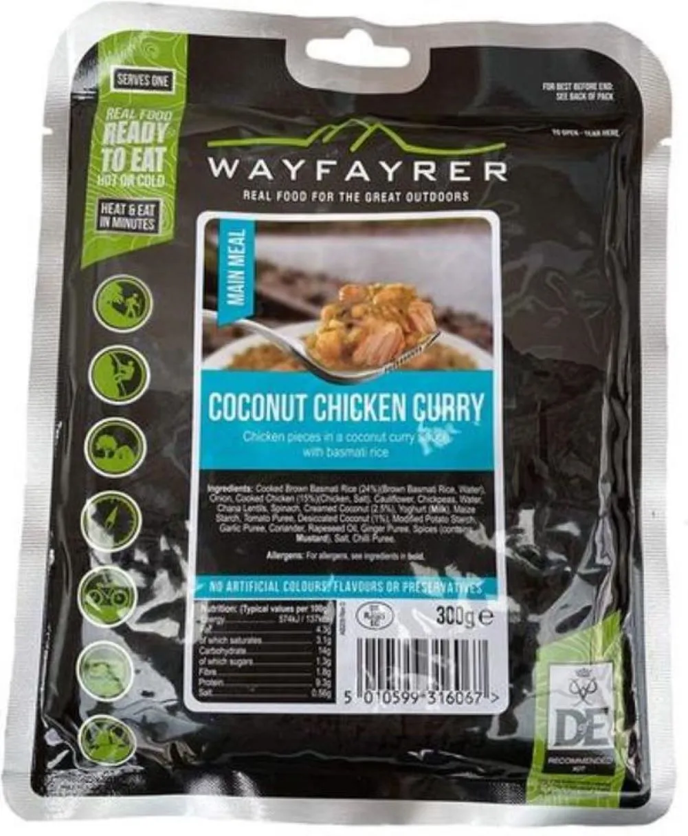 Wayfayrer Coconut Chicken Curry - Outdoor Camping Ready to Eat Meal Pouch