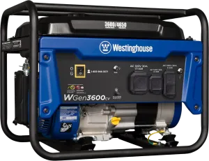 Westinghouse WGen3600cv Generator 3600W/4650W 30 Amp Recoil Start Gas with CO Sensor New