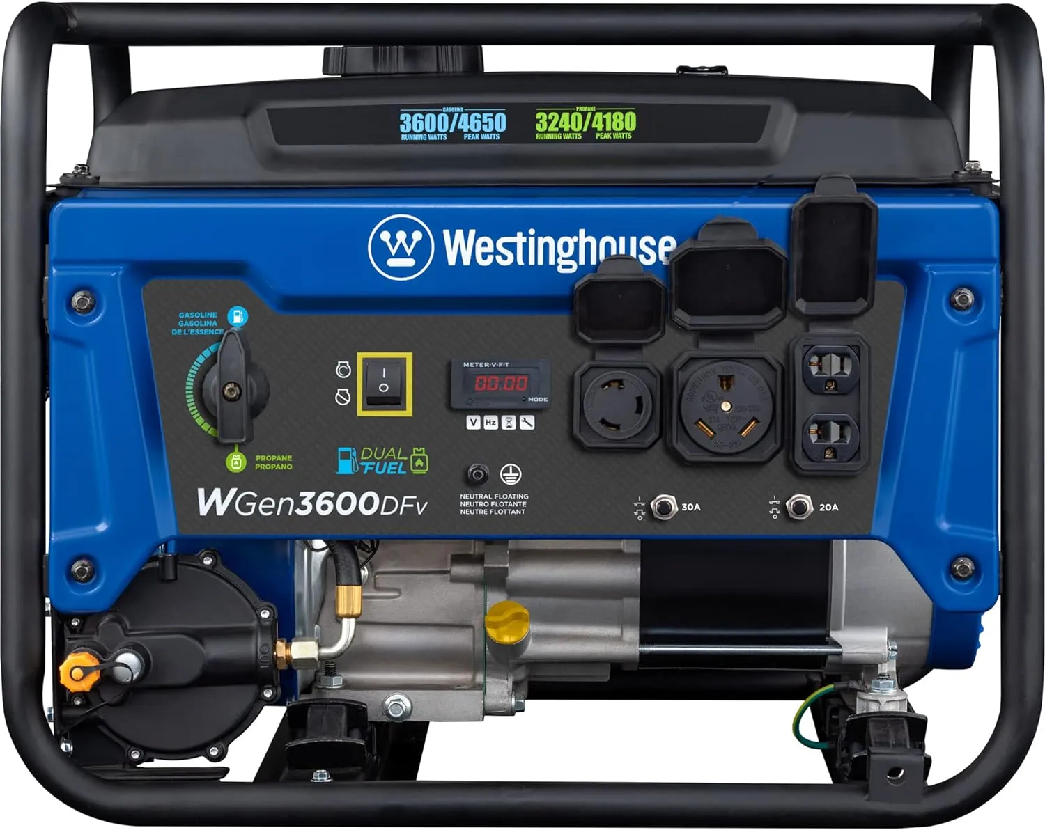 Westinghouse WGen3600DFv Generator 3600W/4650W 30 Amp Recoil Start Dual Fuel New