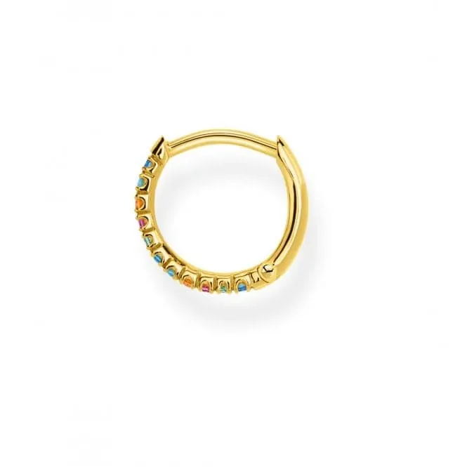 Yellow Gold Multicolour Small Hoop Single Earring 13.5mm CR659-488-7